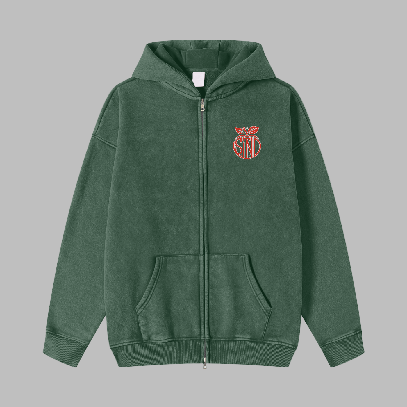 Vintage Wash Double Zipper Hoodie