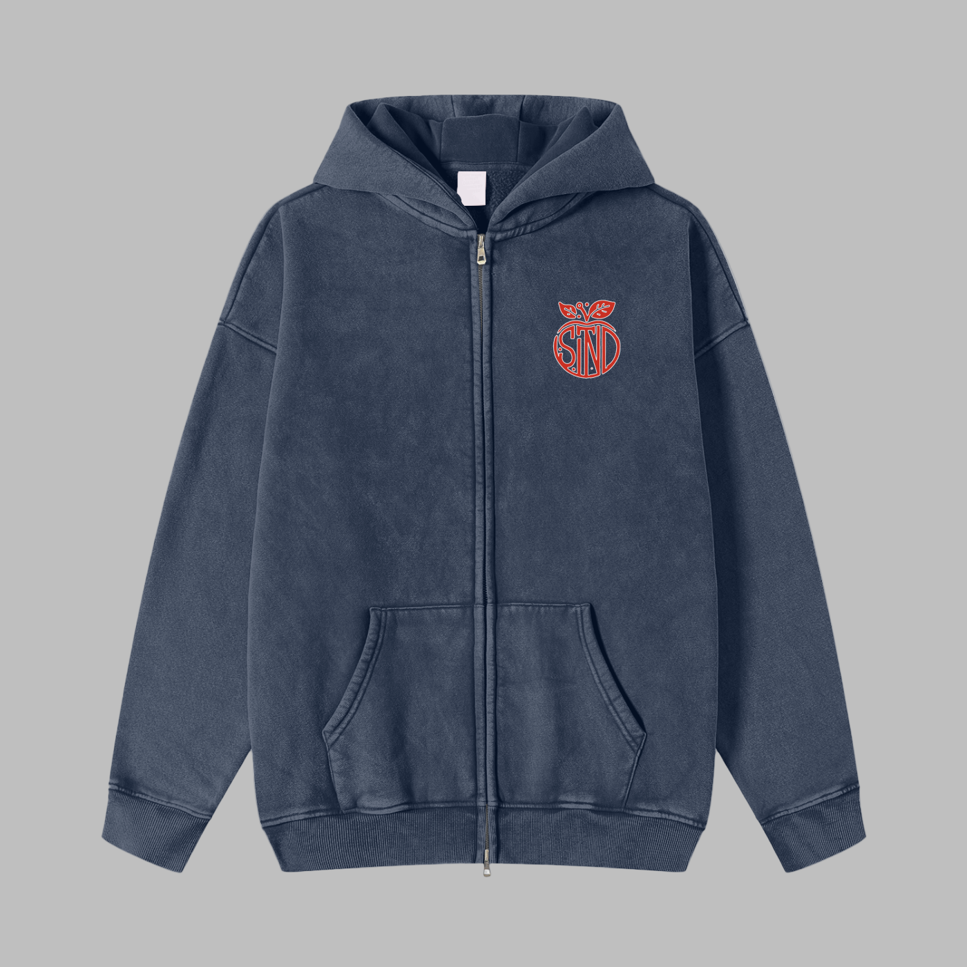 Vintage Wash Double Zipper Hoodie