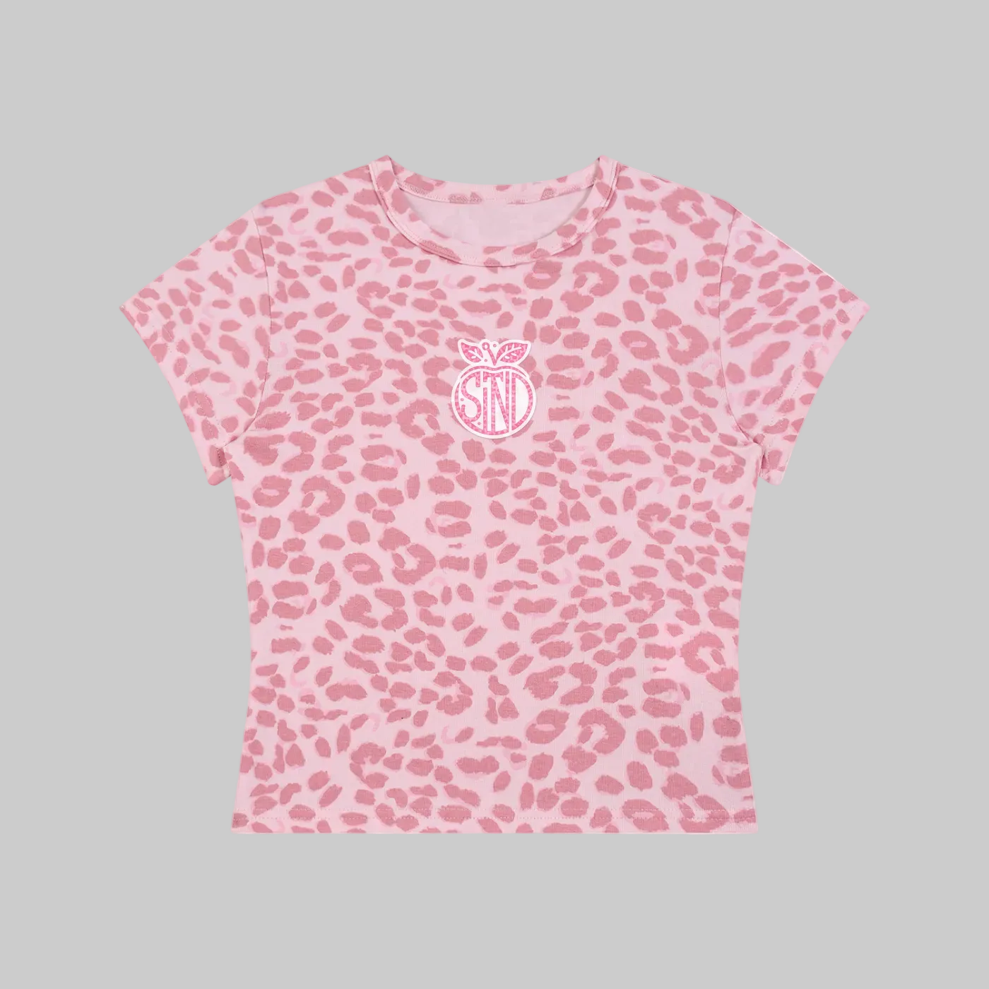 Logo Leopard Print Crop T-Shirt