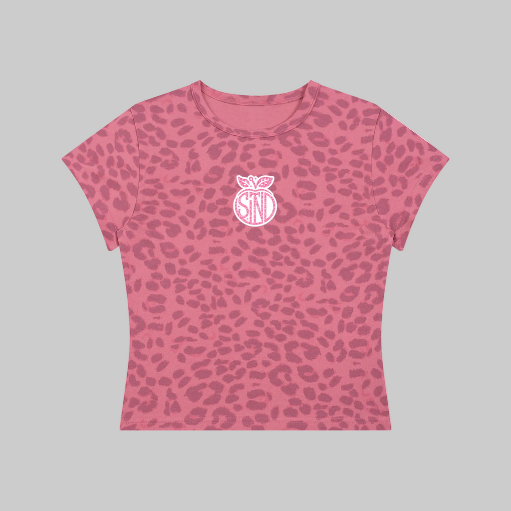 Logo Leopard Print Crop T-Shirt