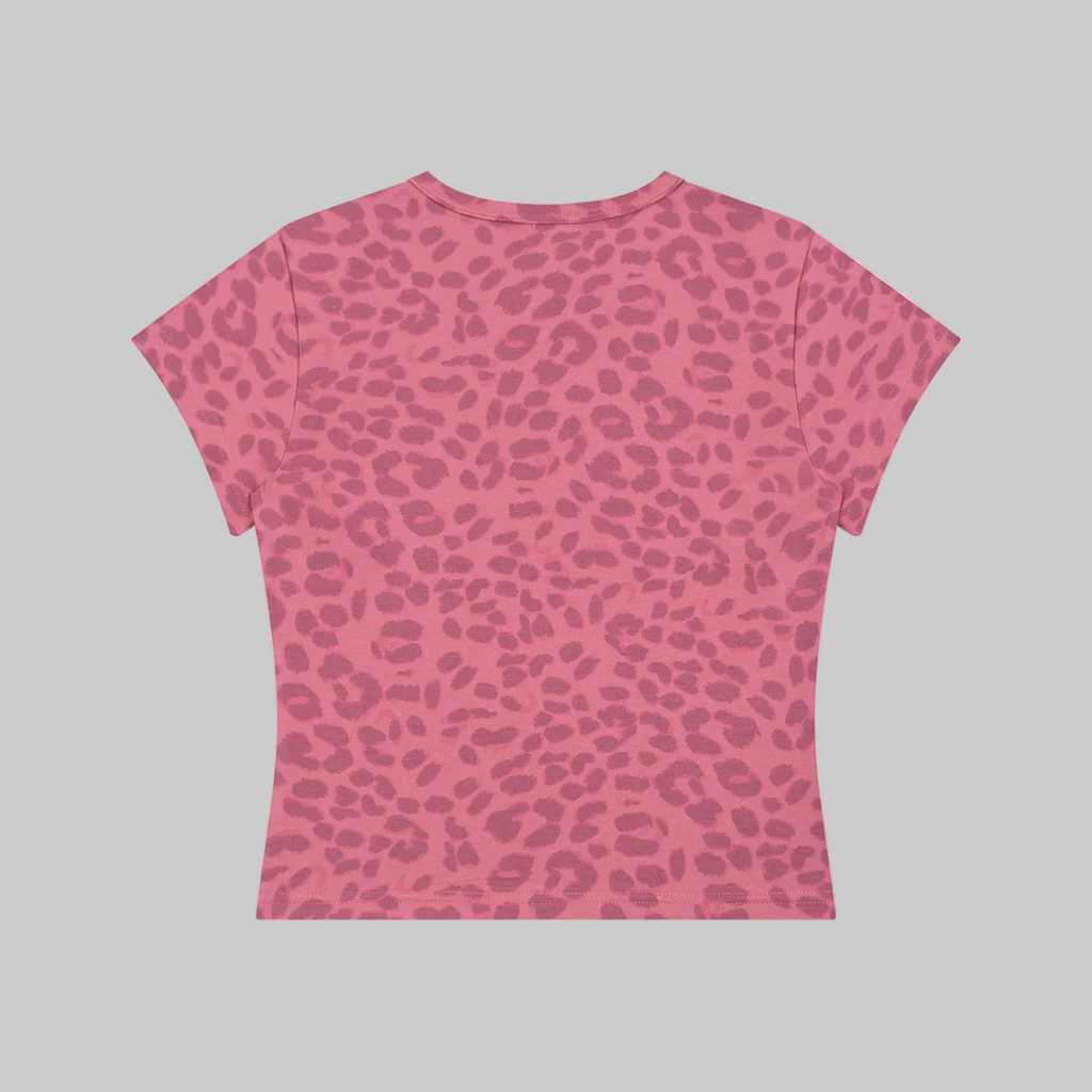 Logo Leopard Print Crop T-Shirt