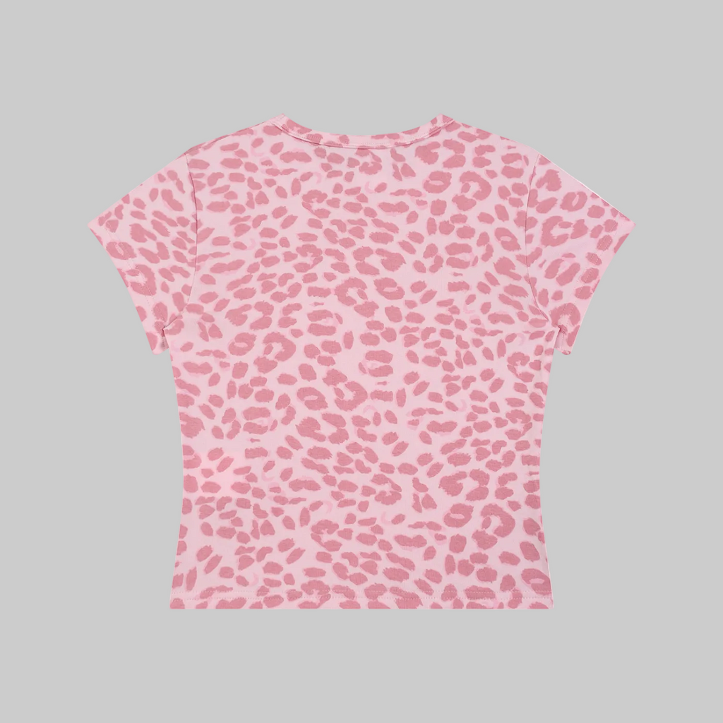 Logo Leopard Print Crop T-Shirt
